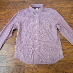 JOSEPH ABBOUD Burgundy White Small Checkered Collared Button-Up Dress Shirt XL